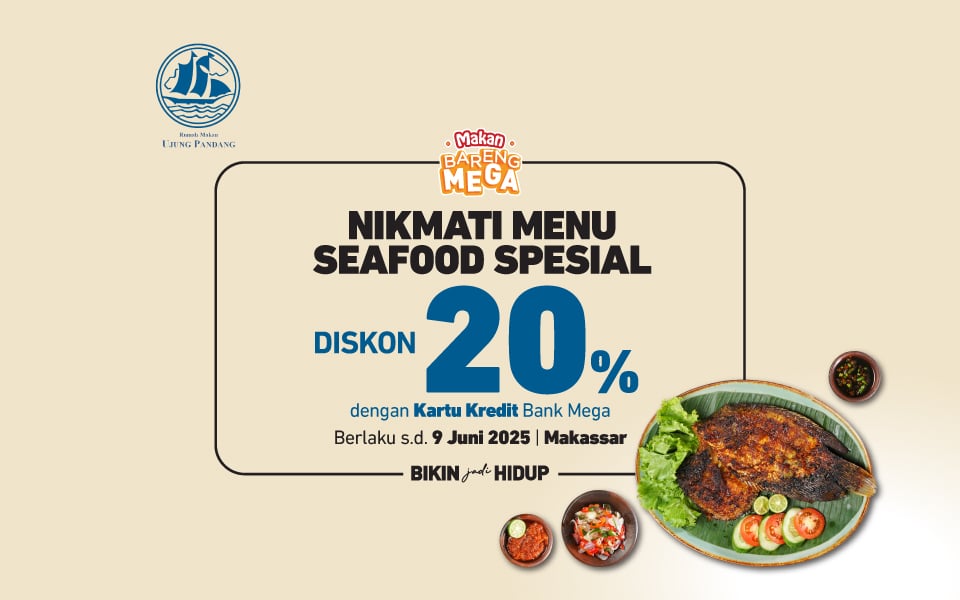 RM UJUNG PANDANG MAKASSAR dengan kartu kredit Bank Mega