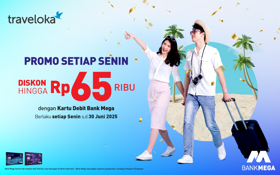 Traveloka Monday Deals dengan kartu kredit Bank Mega