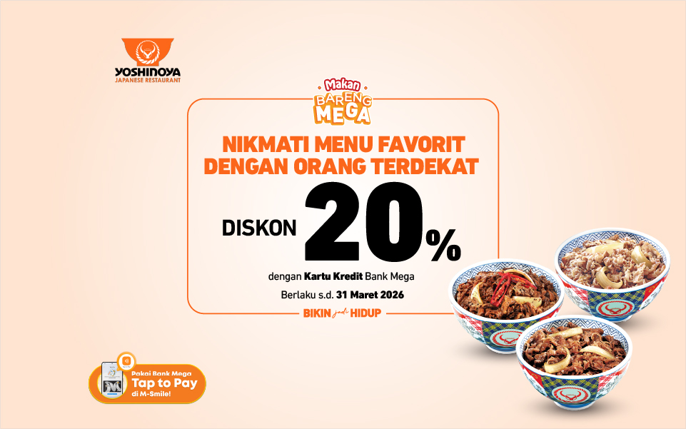 promo yoshinoya dengan kartu kredit Bank Mega