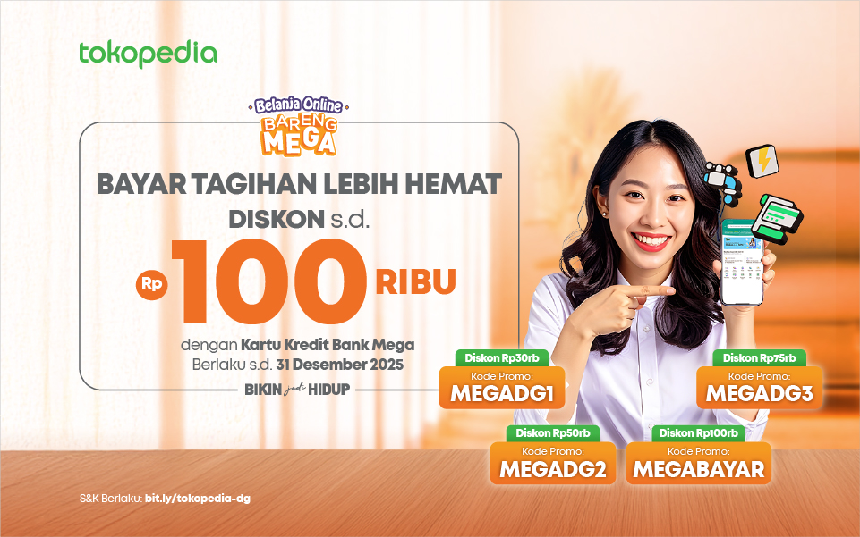 promo bayar tagihan di Tokopedia dengan kartu kredit Bank Mega