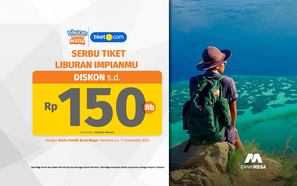 promo tiket.com dengan kartu kredit Bank Mega