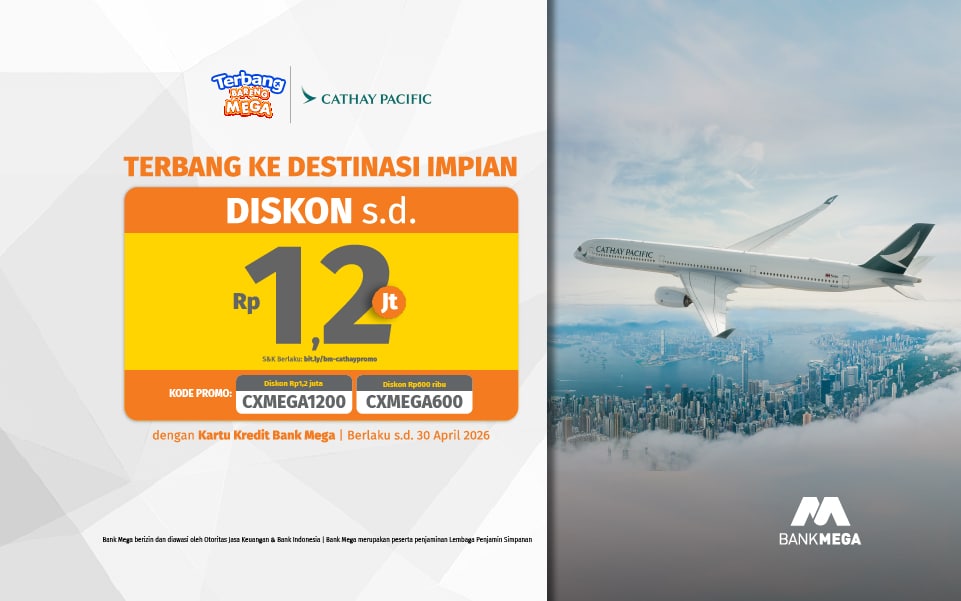 promo cathay Pacific dengan kartu kredit Bank Mega 2026