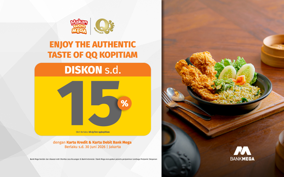 Promo QQ Kopitiam Diskon sampai 15 Persen dengan Kartu Debit Bank Mega