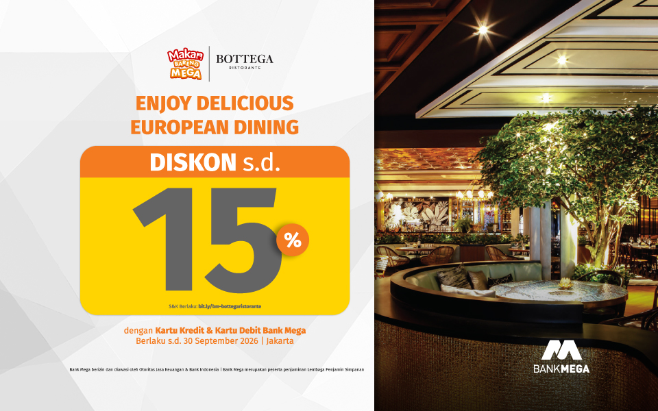 Promo Bottega Ristorante Diskon hingga 15 Persen dengan Kartu Kredit Bank Mega