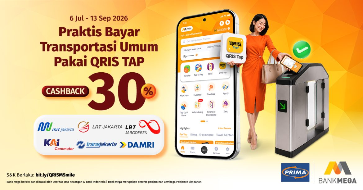 Nikmati Cashback 30% Naik Transportasi Umum QRIS Tap M-Smile